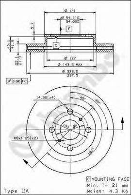 09593310 Brembo Гальмо дискове переднє