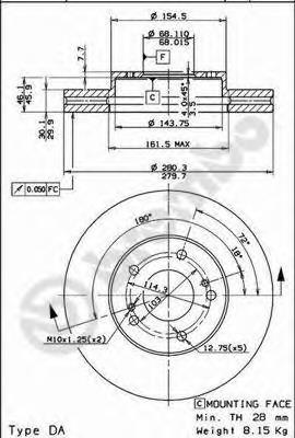 Купити 09593110 Brembo Ротор гальмівний