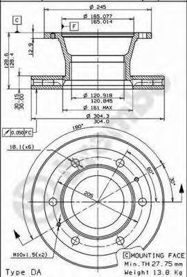 09681320 Brembo Гальмо дискове переднє