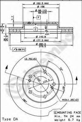 09793310 Brembo Гальмо дискове переднє