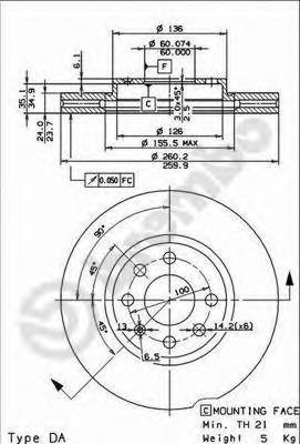 Купити 09860175 Brembo Ротор гальмівний