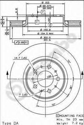 Диск переднього гальма Brembo 09864211 ціна, від 38.29 USD