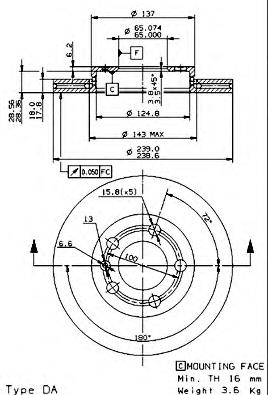 Купити 09848310 Brembo Ротор гальмівний