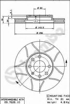 Диск переднього гальма Brembo 09762875 ціна, від 29.18 USD