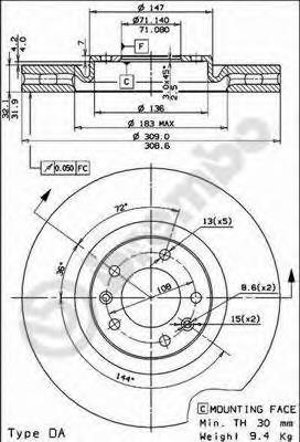 Купити 09768011 Brembo Ротор гальмівний
