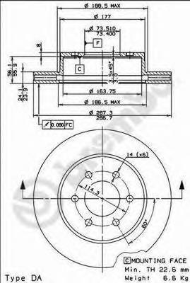 Диск переднього гальма ABS 17306 ціна, від 44.06 USD