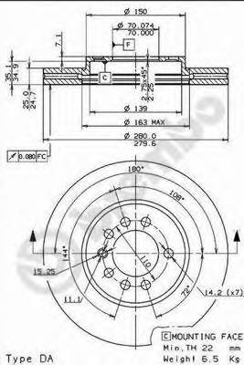 Диск переднього гальма Brembo 09762911 ціна, від 48.81 USD