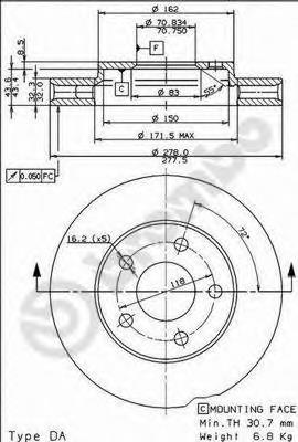 Диск переднього гальма Brembo 09737611 ціна, від 32.79 USD