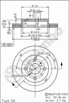 Диск гальмівний передній 09782510 Brembo