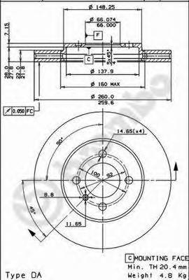 Купити 09488310 Brembo Ротор гальмівний