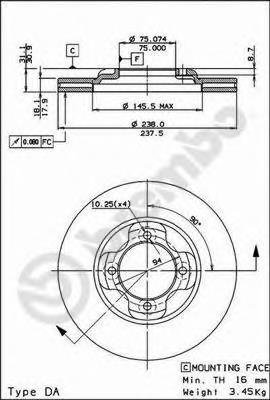 Диск гальмівний передній 09506110 Brembo