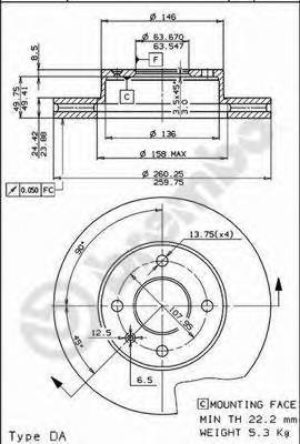 Диск переднього гальма Brembo 09513410 ціна, від 28.33 USD