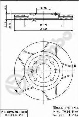 Купити 09498776 Brembo Ротор гальмівний