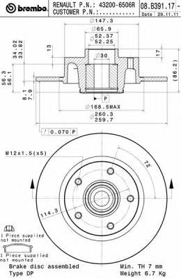 08B39117 Brembo Дискові гальма
