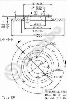 Диск переднього гальма Brembo 08960024 ціна, від 19.83 USD