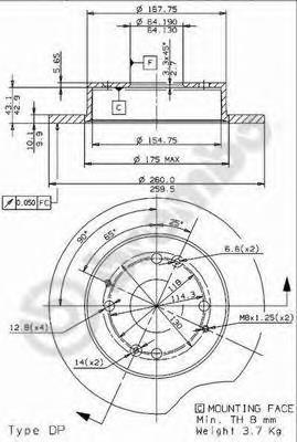 Задні дискові гальма Brembo 08960310 ціна, від 28.28 USD