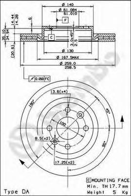 Купити 09580224 Brembo Ротор гальмівний