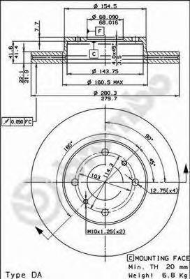 09525420 Brembo Гальмо дискове переднє