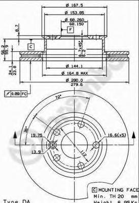 Купити 09556610 Brembo Ротор гальмівний