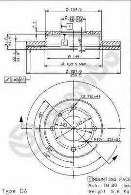09544914 Brembo Гальмо дискове переднє