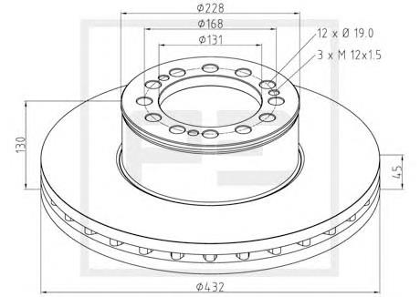 Диск переднього гальма PE Automotive 03612100A ціна, від 140.81 USD