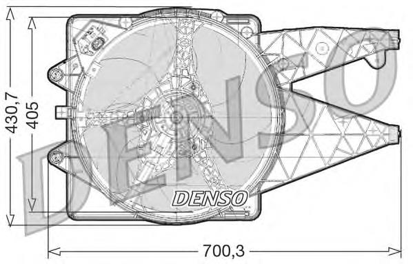 DER01020 Denso Дифузор радіатора охолодження, в зборі з мотором і крильчаткою