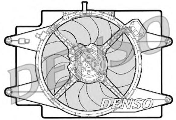 DER01001 Denso дифузор радіатора охолодження, в зборі з двигуном і крильчаткою