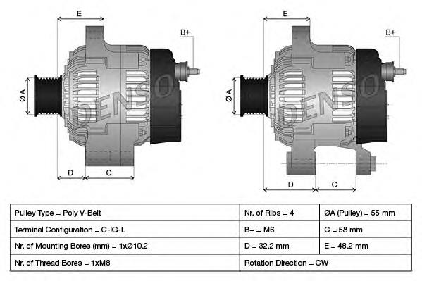 DAN1007 Denso Авто генератор