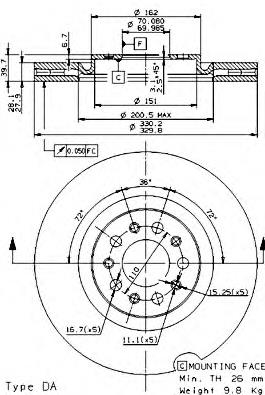Гальмівні диски передні 09936521 Brembo