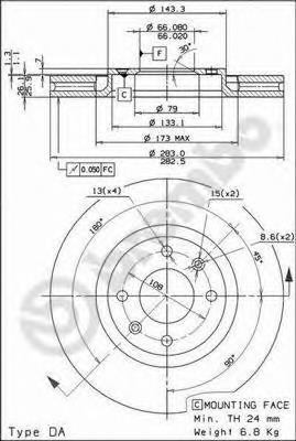 Купити 09961910 Brembo Ротор гальмівний