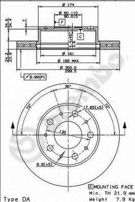 Купити 09893210 Brembo Ротор гальмівний