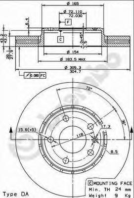 Купити 09893710 Brembo Ротор гальмівний