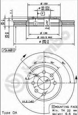 Купити 09915911 Brembo Ротор гальмівний