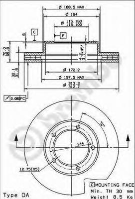 Купити 09914310 Brembo Ротор гальмівний