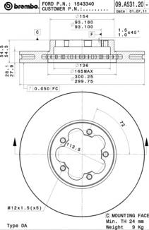 09A53120 Brembo Гальмо дискове переднє