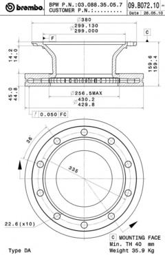 Задні дискові гальма Brembo 09B07210 ціна, від 131.04 USD