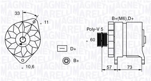 Генератор Magneti Marelli 063321156010 ціна, від 113.12 USD