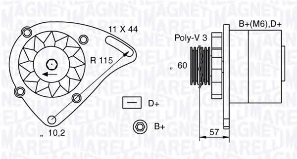 Генератор Magneti Marelli 063321173010 ціна, від 104.00 USD