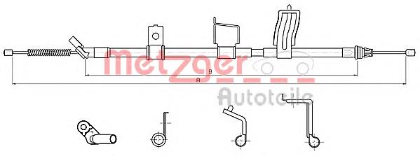 Трос ручного гальма задній, правий Metzger 170328 ціна, від 33.30 USD