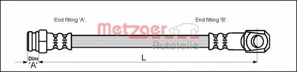 Шланг гальмівний передній Metzger 4114050 ціна, від 5.97 USD