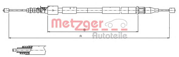 Трос ручного гальма задній, лівий 115759 Metzger