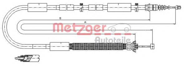 Трос ручного гальма задній, правий 120706 Metzger