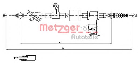 Трос ручного гальма задній, правий 120101 Metzger