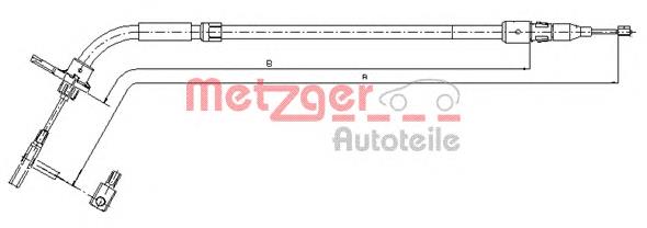 Трос ручного гальма задній, лівий 109333 Metzger