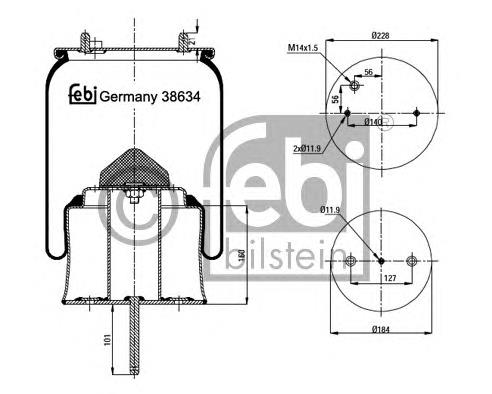 Купити RML70306C Blacktech Пневмоподушка/Пневморессора моста