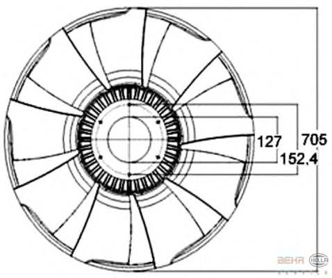 Вентилятор/крильчатка радіатора охолодження 8MV376758561 HELLA