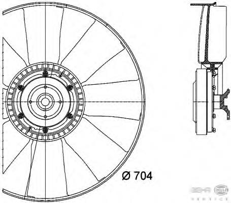 Вискомуфта, вязкостная муфта вентилятора охолодження 8MV376727141 HELLA