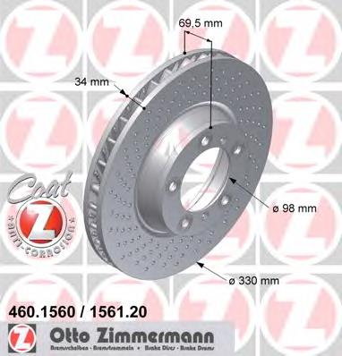 Диск переднього гальма Zimmermann 460156020 ціна, від 120.94 USD