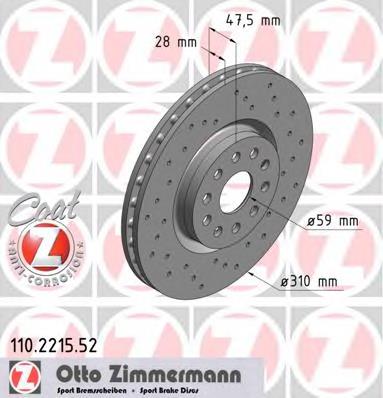 110221552 Zimmermann диск гальмівний передній