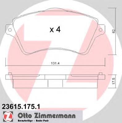 Гальмівні колодки Zimmermann 236151751 ціна, від 24.11 USD